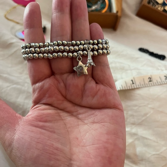 Jewelry - 3 silver beaded bracelets